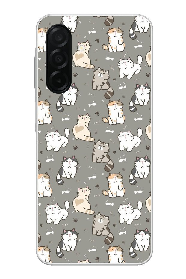 Samsung Galaxy A26 Compatible Tiny Cute Cats Transparent Silicone Case