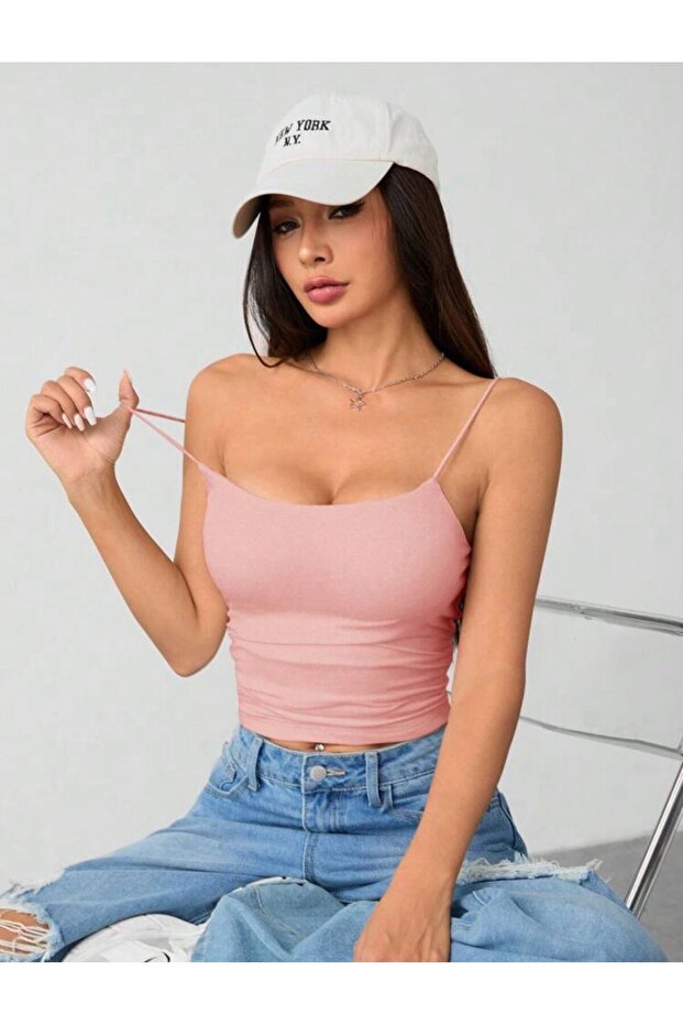 Kadın İp Askılı Örme Body Bluz - 3