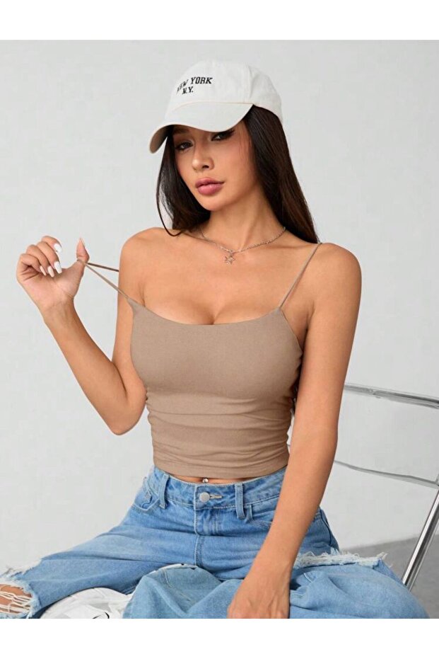 Kadın İp Askılı Örme Body Bluz - 5