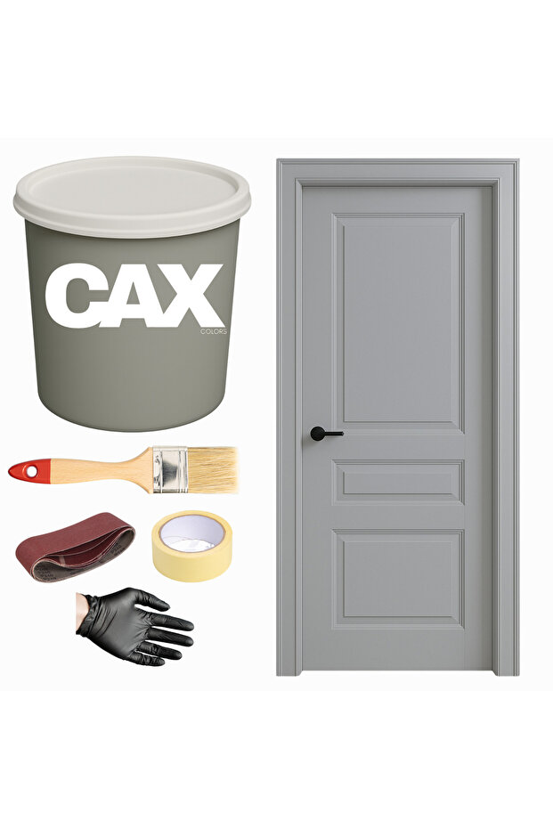 AHŞAP & LAKE VERNİKLİ KAPI AKRİLİK BOYA SETİ 1 LİTRE + FIRÇA + ZIMPARA + BANT + ELDİVEN - 1