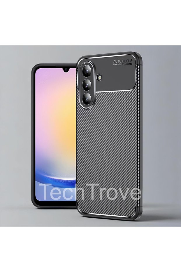 Samsung Galaxy A26 Case Shock Absorbing Carbon Fiber Pattern with Camera Protection Non-Fade Silicone Cover
