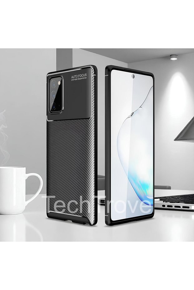 Samsung Galaxy Note 20 Case Shock Absorbing Carbon Fiber Pattern Cover with Camera Protection