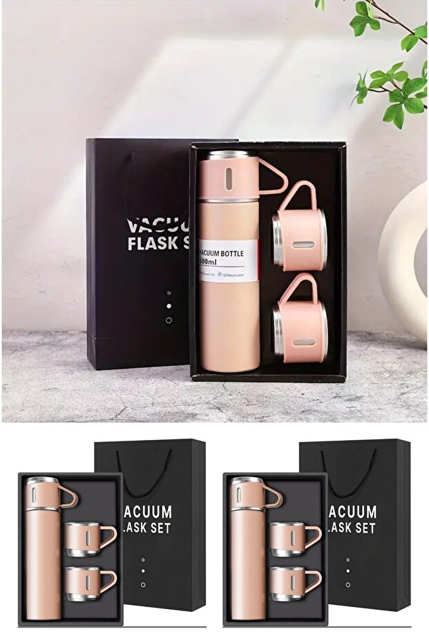 Premium Life Thermos Mug Set 3-Piece Boxed Leakproof Sports Camping Picnic Flask Set for Office Travel