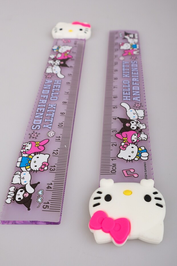 "DEKOMUS ISLAK MENDİL HEDİYELİ" HELLO KITTY "TEKLİ" CETVEL 15 CM - 2