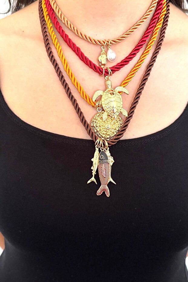 Hasır Kaplumbağa Balık İnci Model Yazlık Kolye - 2