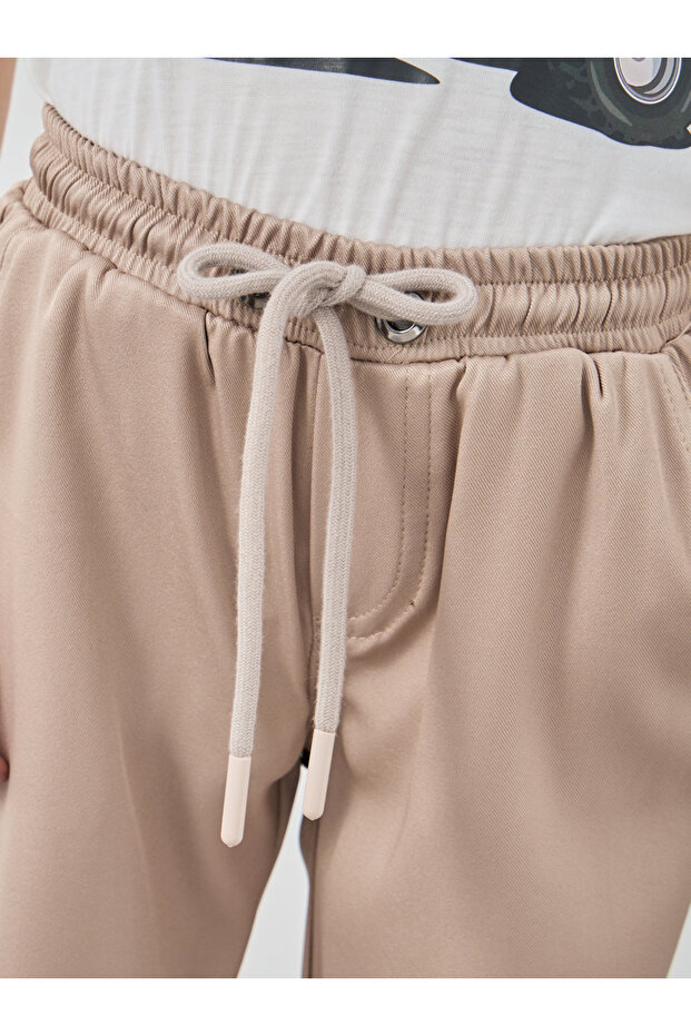 بنطال رياضي سادة متوسط ​​الارتفاع مع رباط - 3