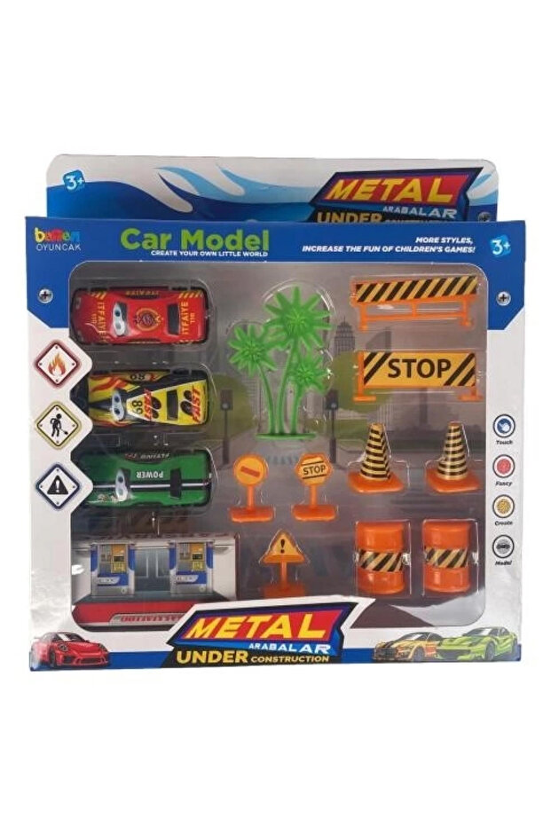 Garage Car Set - Garage Kit with Metal Cars and Traffic Accessories