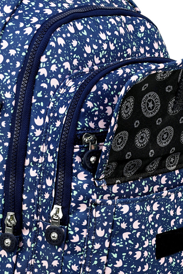 حقيبة ظهر فاخرة منقوشة متوسطة الحجم مع هدية سلسلة مفاتيح على شكل قرد - 3