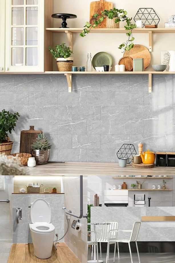 5 Adet Granit Görünümlü Kendinden Yapışkanlı Duvar Kaplama – Banyo, Mutfak ve Yaşam Alanları İçin - 3
