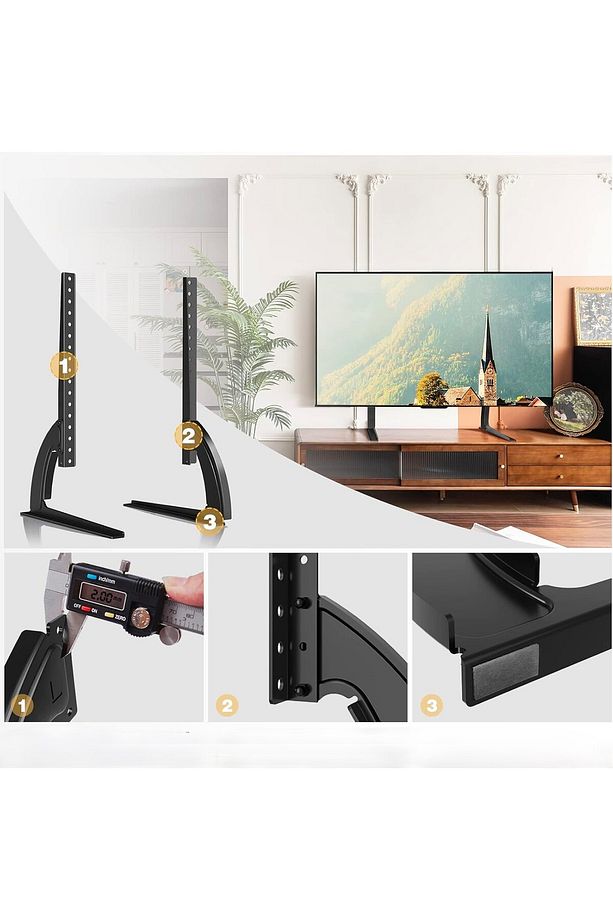 Ayarlanabilir Metal TV Ayak Standı 32"-75" Uyumlu Monitör ve TV Tutucu 40 kg Taşıma Yükseklik Ayarlı - 4