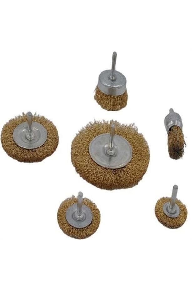Buffer® 6'lı Pimli Tel Fırça Seti Pas Yağ Kir Boya Yapışkan Çözücü - 7