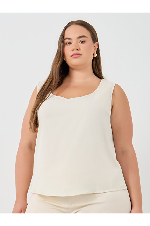 Plus Size Solid Sleeveless Top - 1