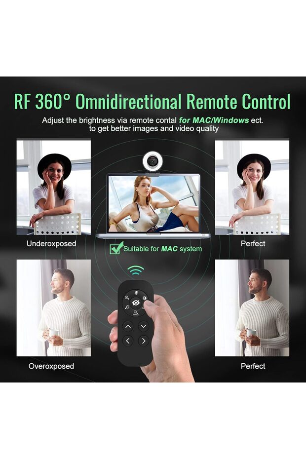 Streaming Webcam with Microphone: 1080P 60FPS USB Web Cam with Ring Light and Remote Contro - 5