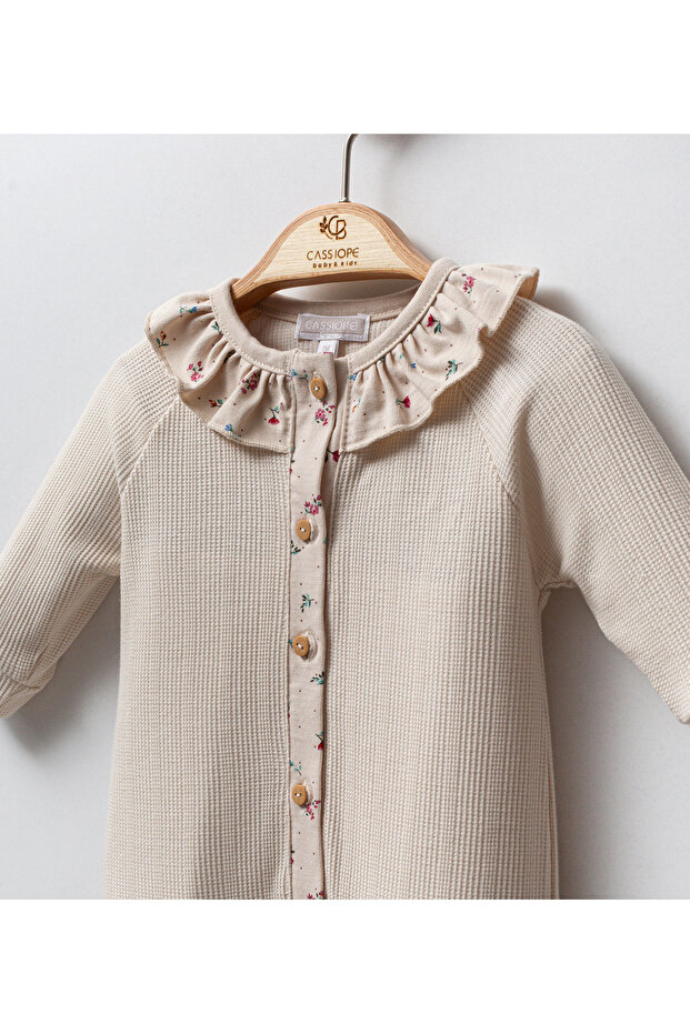 Jacquard Floral Printed Jumpsuit with Booties - 2