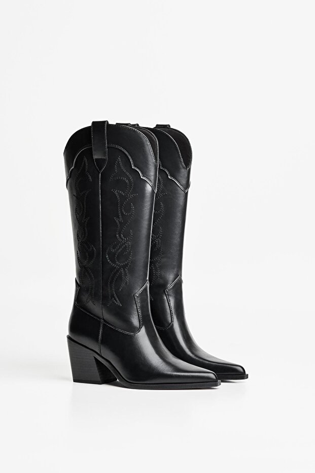 Nakışlı kovboy topuklu bot - 1