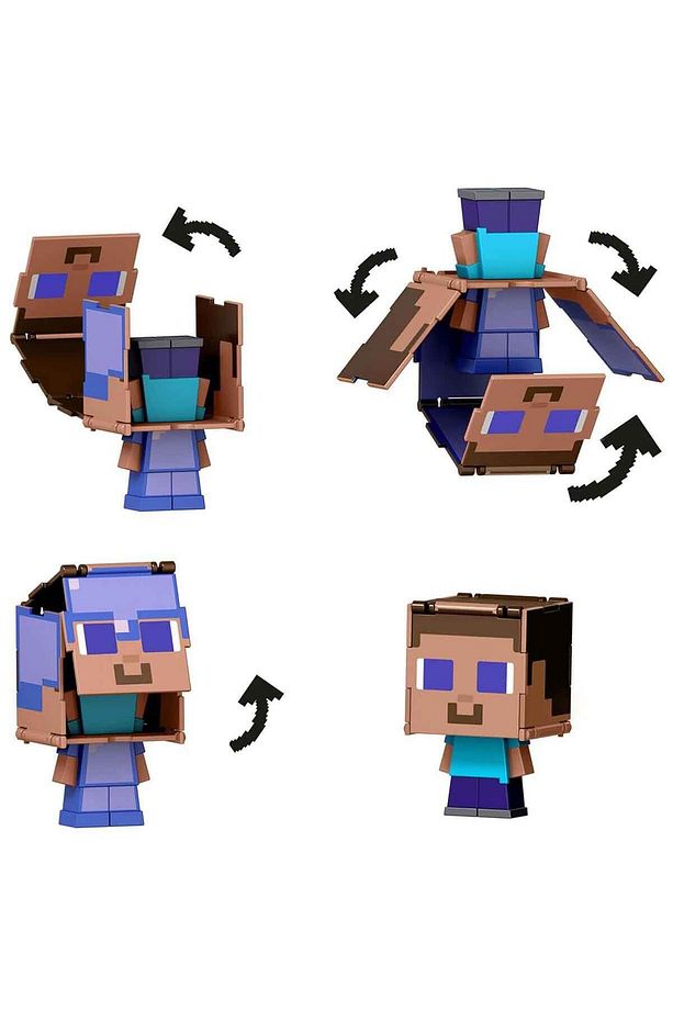 Minecraft Flipping' Figs 2in1 Dönüşen Figür HTL43 - Steve In Enchanted Armor Ve Steve Jcn19 - 2