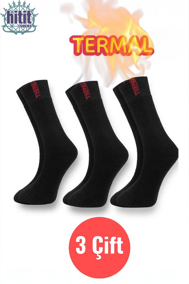 Erkek 3 Çift Termal Kayak Kışlık Havlu Çorap - 1