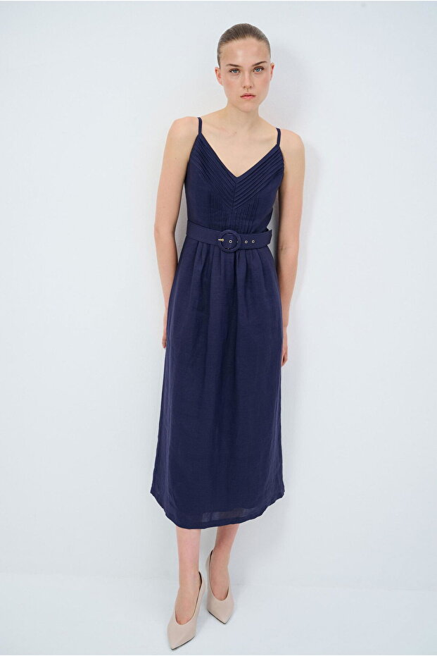 Askılı Kemerli Elbise - 4