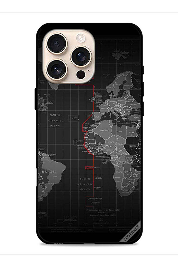 غطاء حماية لجهاز Apple iPhone 16 Pro Max بتصميم خريطة العالم