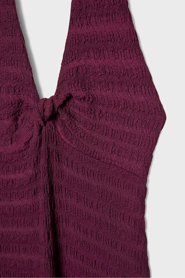 Halter dokulu midi elbise - 8