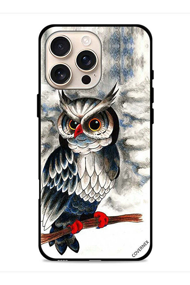 غطاء حماية لجهاز Apple iPhone 16 Pro Max بتصميم رسمة بومة