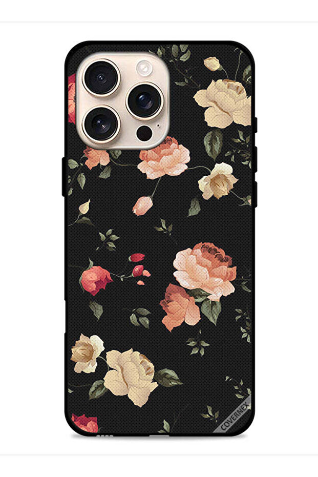 غطاء حماية لجهاز Apple iPhone 16 Pro Max بخلفية فنية زهرية