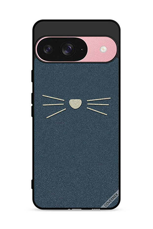 غطاء حماية لجهاز Google Pixel 9 بنقشة قطة من الجلد