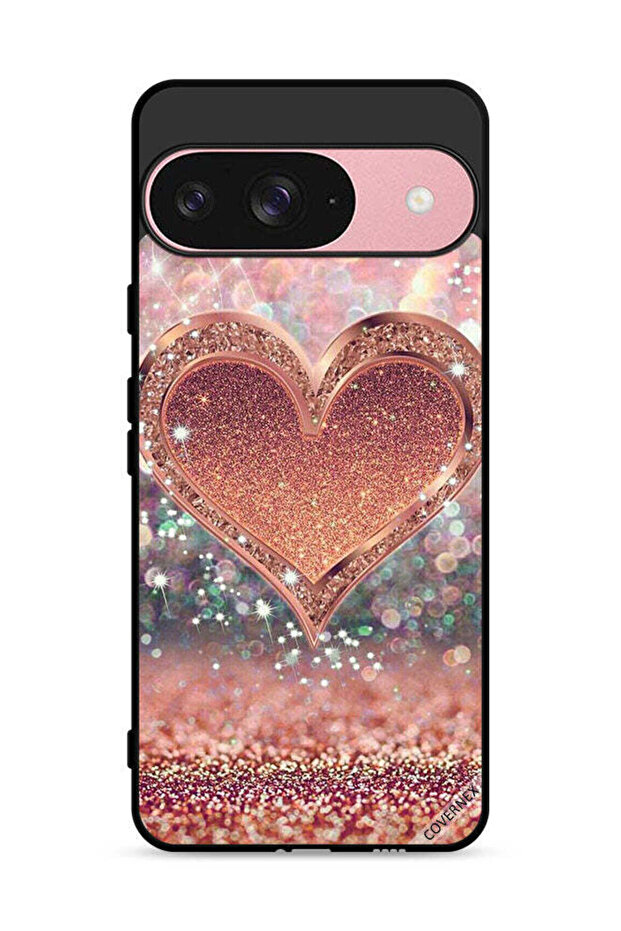 غطاء حماية لهاتف Google Pixel 9 بتصميم قلب لامع