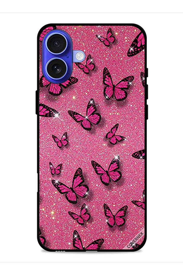 غطاء حماية لهاتف Apple iPhone 16 Plus برسومات لامعة وفراشات