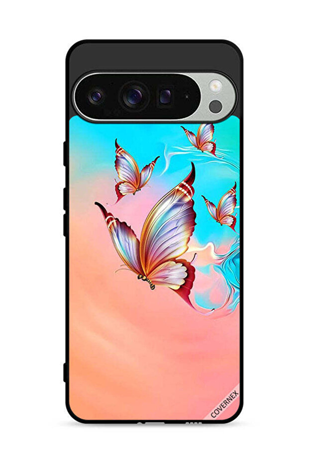 Google Pixel 9 Pro Protective Case Cover Butterflies Flying Over Paint Color