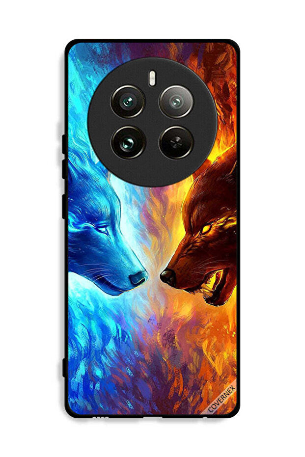 غطاء حماية لجهاز Realme 12 Pro Plus 5G بتصميم ذئب الماء والنار