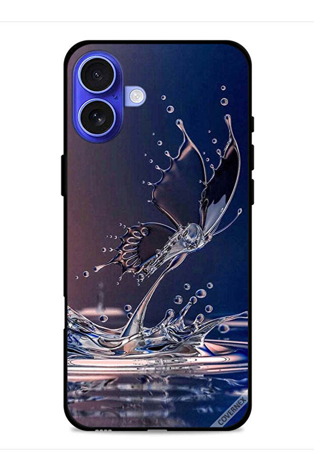 غطاء حماية لجهاز Apple iPhone 16 Plus بتصميم قطرات الماء والفراشة