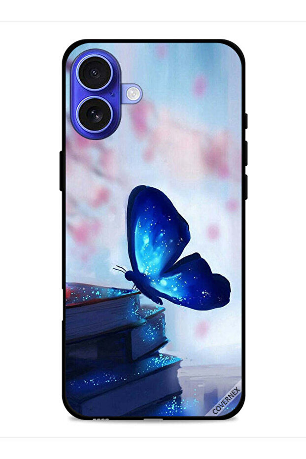 غطاء حماية لجهاز Apple iPhone 16 Plus بتصميم فراشة جالسة على كتاب