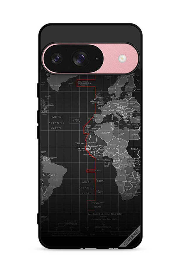 غطاء حماية لجهاز Google Pixel 9 بتصميم خريطة العالم
