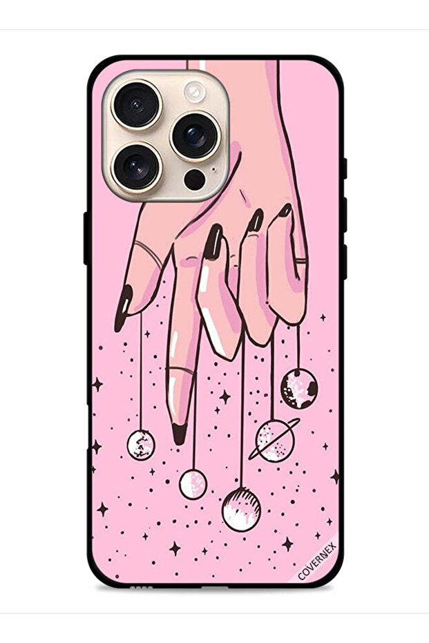 غطاء حماية لجهاز Apple iPhone 16 Pro Max بتصميم كواكب معلقة بالأصابع
