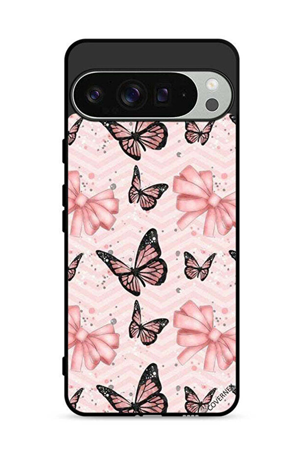 غطاء حماية لهاتف Google Pixel 9 Pro بخلفية فراشات