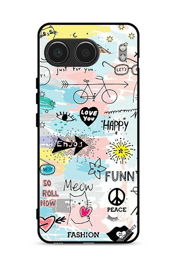 غطاء حماية لهاتف OnePlus Nord 4 5G بتصميم Doodle Meow Enjoy