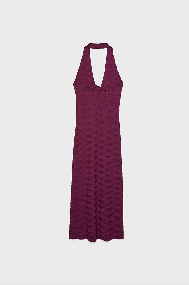Halter dokulu midi elbise - 7