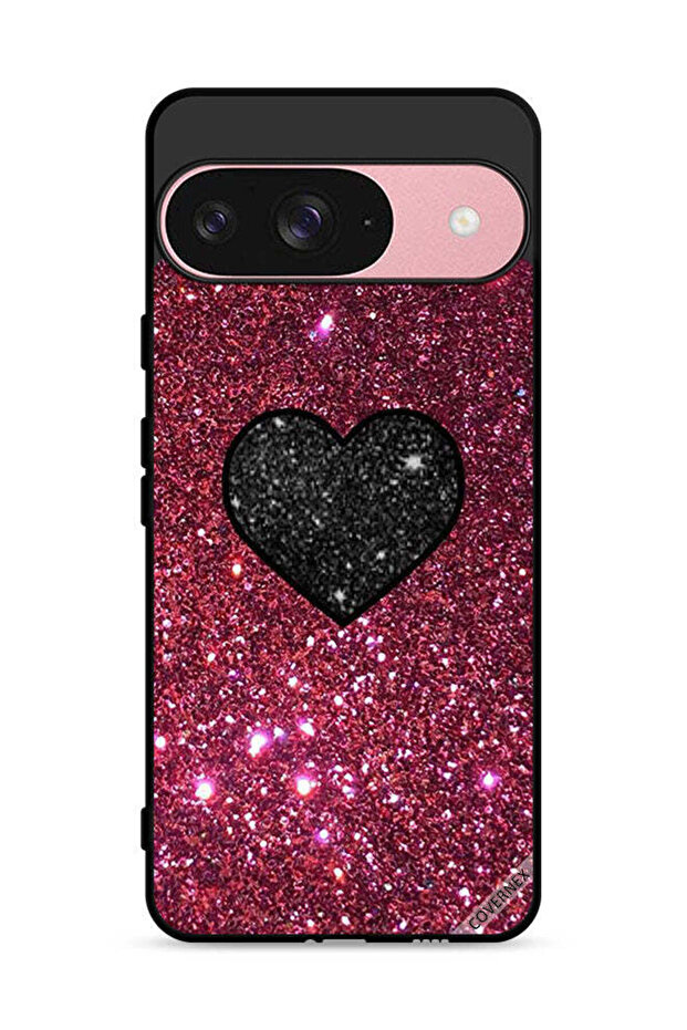 غطاء حماية لهاتف Google Pixel 9 بتصميم قلب لامع