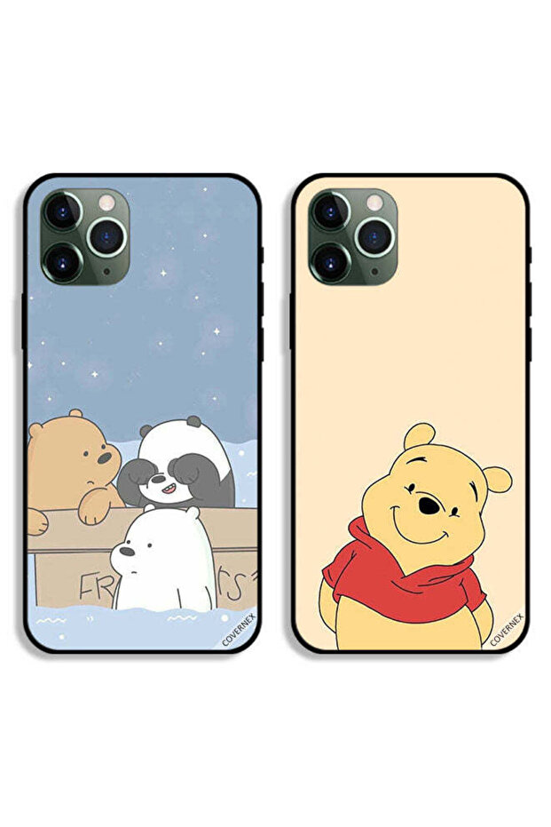 حافظتان واقيتان لهاتف Apple iPhone 11 Pro Max، بتصميم Bear Friends وHappy Bear