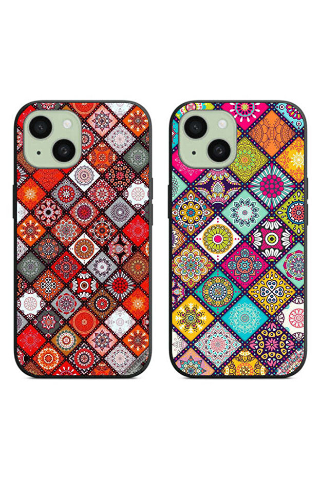 حافظتان واقيتان لهاتف Apple iPhone 15 Plus بتصميم فن الماندالا وشكل الماندالا