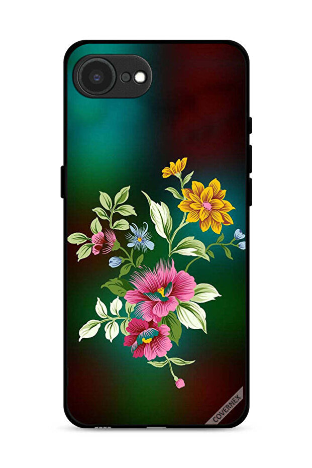 غطاء حماية لجهاز Apple iPhone 16e بنقشة زهور عالية الدقة