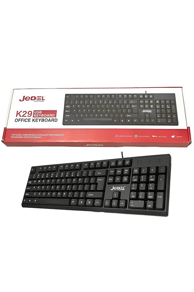 لوحة مفاتيح سلكية بمنفذ USB باللون الأسود - 1