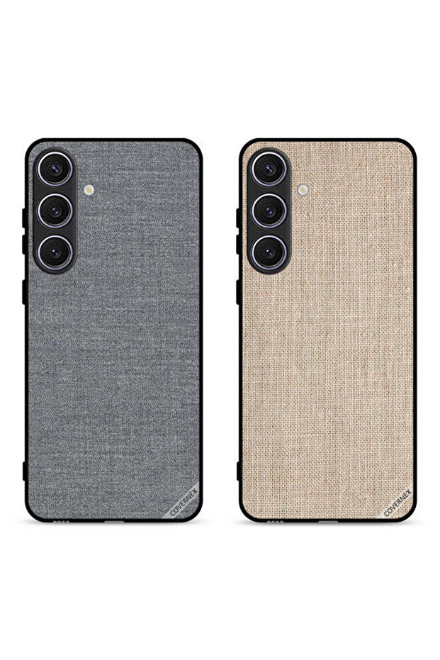 حافظتان لهاتف Samsung Galaxy S24 Plus 5G بغطاءين واقيين بنمط قماشي وملمس قماشي