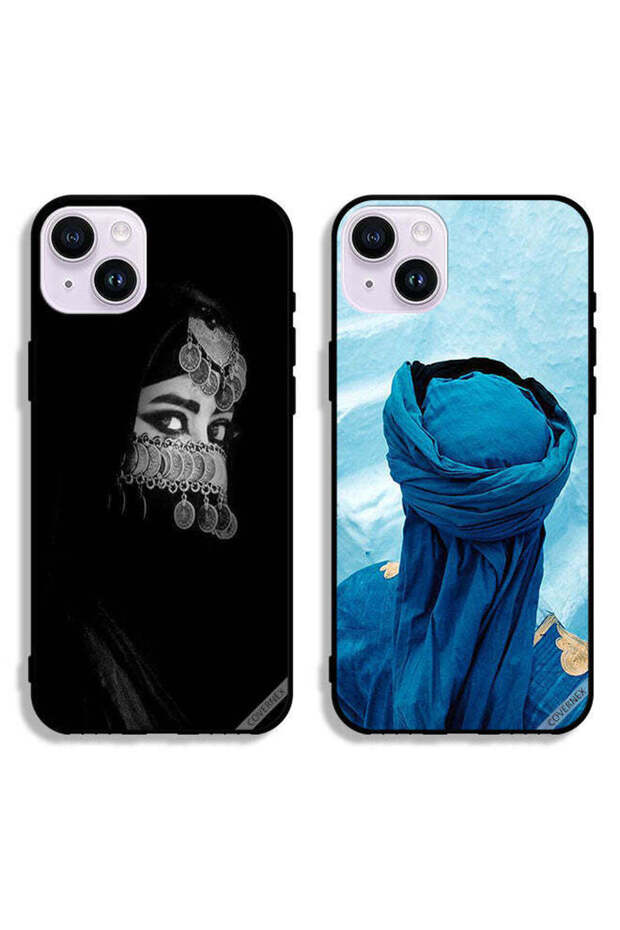 جرابان واقيان لهاتف Apple iPhone 14 Plus بتصميم عربي وعيون جميلة