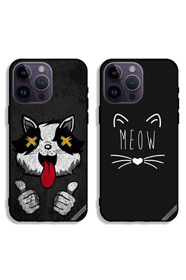 حافظتان واقيتان لهاتف Apple iPhone 14 Pro Max بتصميم Marshmallow Cat وMeo