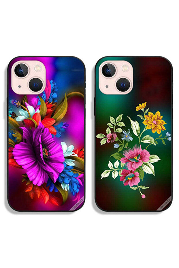 حافظتان واقيتان لهاتف Apple iPhone 13 mini برسومات زهور عالية الدقة