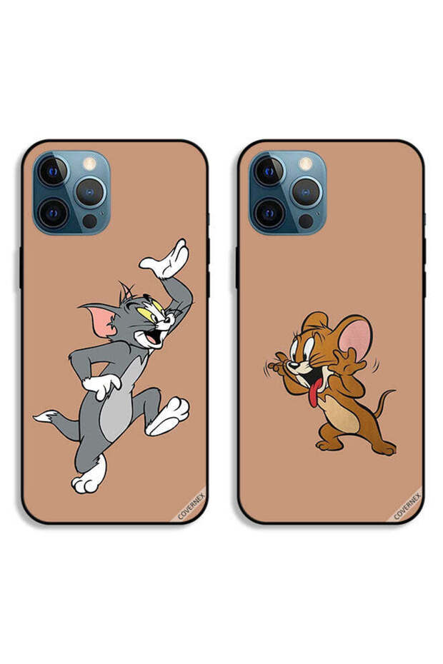 حافظتان لهاتف Apple iPhone 12 Pro Max، أغطية حماية خلفية بتصميم زوجين من توم وجيري