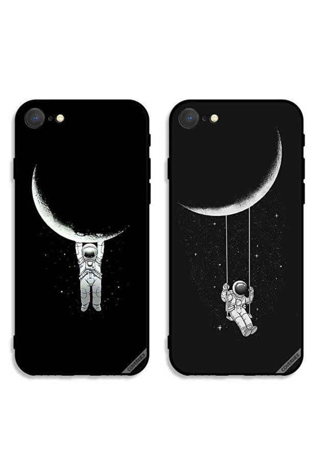حافظتان لهاتف Apple iPhone 7، غطاءان واقيان بتصميم رائد فضاء متأرجح ومعلق على القمر
