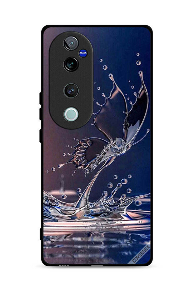 غطاء حماية لهاتف Vivo V40 Pro 5G بتصميم قطرات الماء على شكل فراشة
